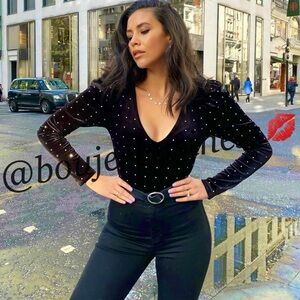 H&M Velour Bodysuit with Studs